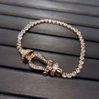 [Clover Jewelry]FORCE  LARGE HORSESHOE FULL DIAMOND TENNIS BRACELET