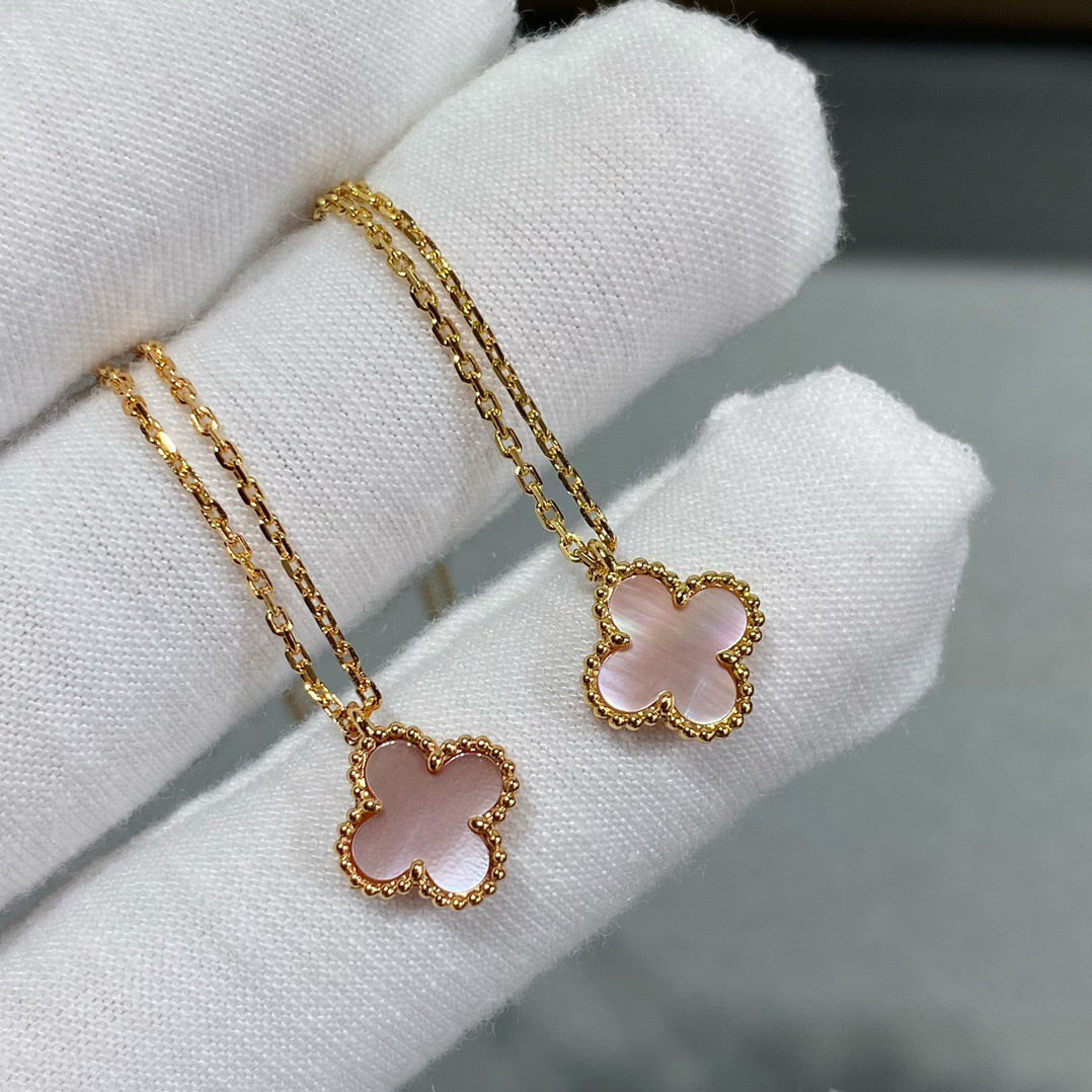 [Clover Jewelry]CLOVER 15MM ROSA PERLMUTT-EINZELBLUMEN-HALSKETTE