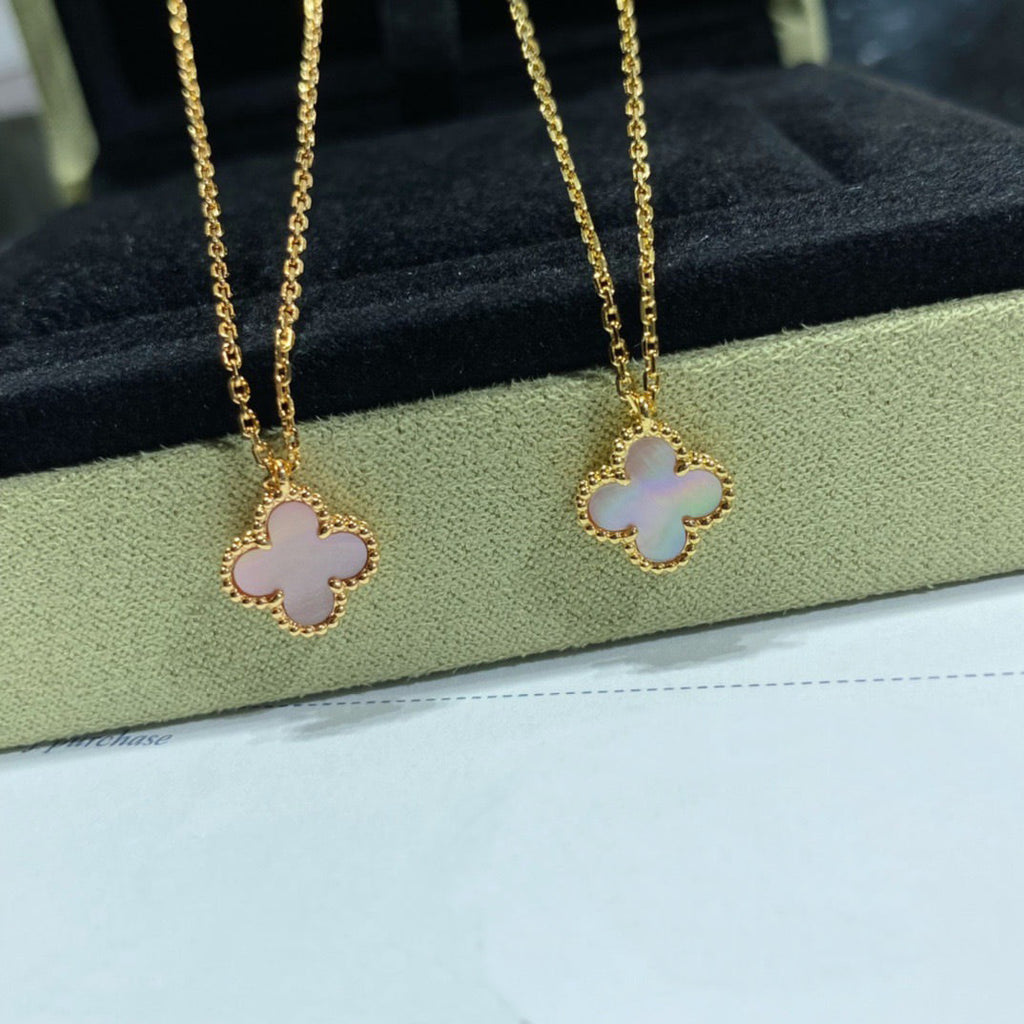 [Clover Jewelry]CLOVER 15MM ROSA PERLMUTT-EINZELBLUMEN-HALSKETTE