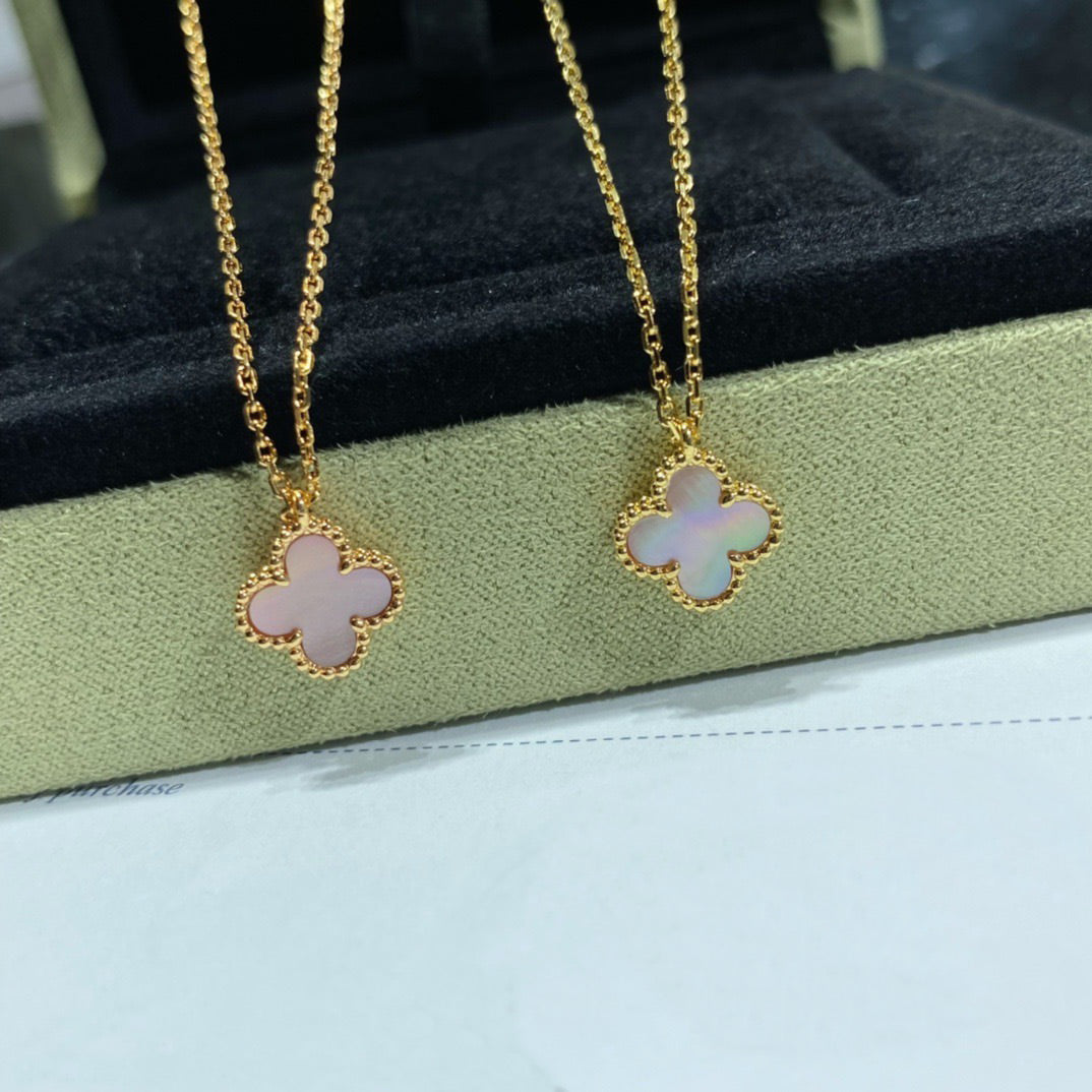 [Clover Jewelry]CLOVER 15MM ROSA PERLMUTT-EINZELBLUMEN-HALSKETTE