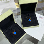 [Clover Jewelry]CLOVER 15MM DIAMOND AND BLUE AGATE NECKLACE