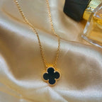 [Clover Jewelry]CLOVER 15MM BLACK ONYX SINGLE FLOWER NECKLACE
