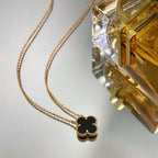 [Clover Jewelry]CLOVER 15MM BLACK ONYX SINGLE FLOWER NECKLACE