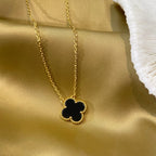 [Clover Jewelry]CLOVER 15MM BLACK ONYX SINGLE FLOWER NECKLACE