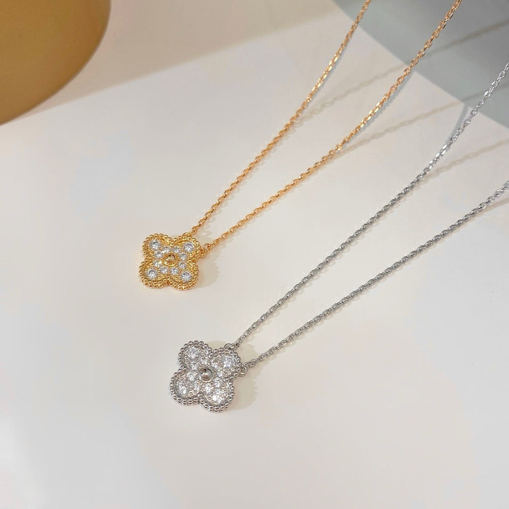[Clover Jewelry]CLOVER 15MM DIAMOND SINGLE FLOWER NECKLACE