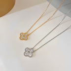 [Clover Jewelry]CLOVER 15MM DIAMOND SINGLE FLOWER NECKLACE
