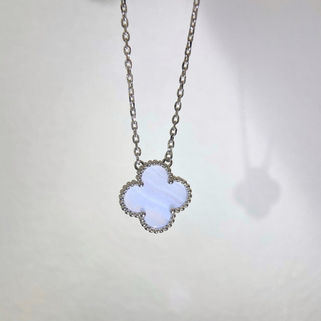 [Clover Jewelry]CLOVER 15MM BLUE CHALCEDONY NECKLACE SILVER