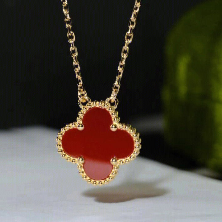 [Clover Jewelry]CLOVER 15MM CARNELIAN SINGLE FLOWER NECKLACE