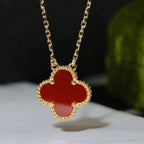 [Clover Jewelry]CLOVER 15MM CARNELIAN SINGLE FLOWER NECKLACE