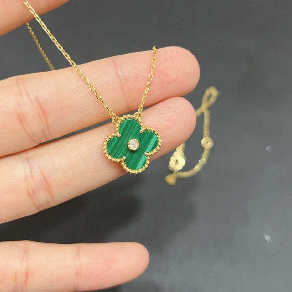 [Clover Jewelry]クローバー 15MM ダイヤモンド ターコイズ ネックレス