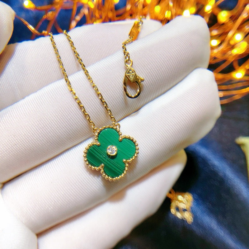 [Clover Jewelry]クローバー 15MM ダイヤモンド ターコイズ ネックレス