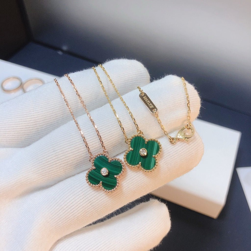 [Clover Jewelry]クローバー 15MM ダイヤモンド ターコイズ ネックレス
