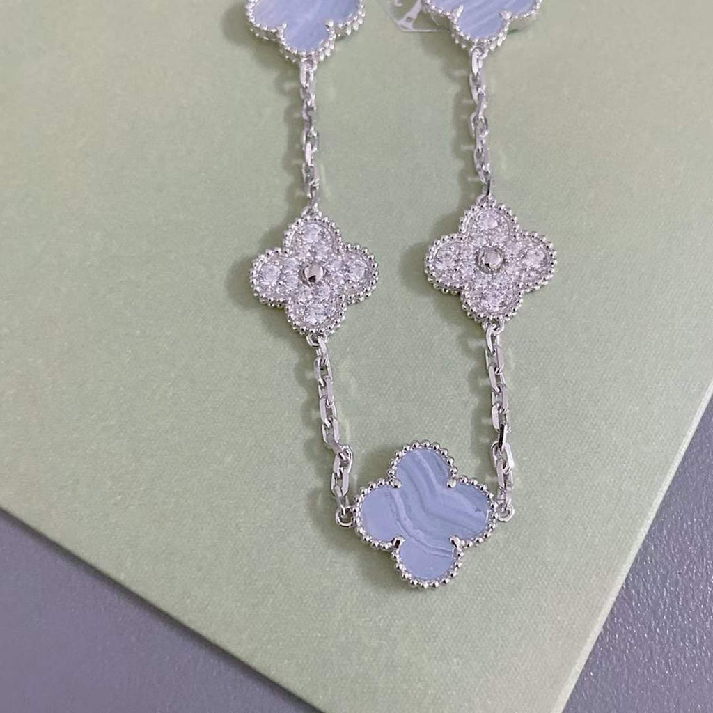 [Clover Jewelry]CLOVER  5 MOTIF DIAMOND PURPLE CHALCEDONY BRACELET SILVER