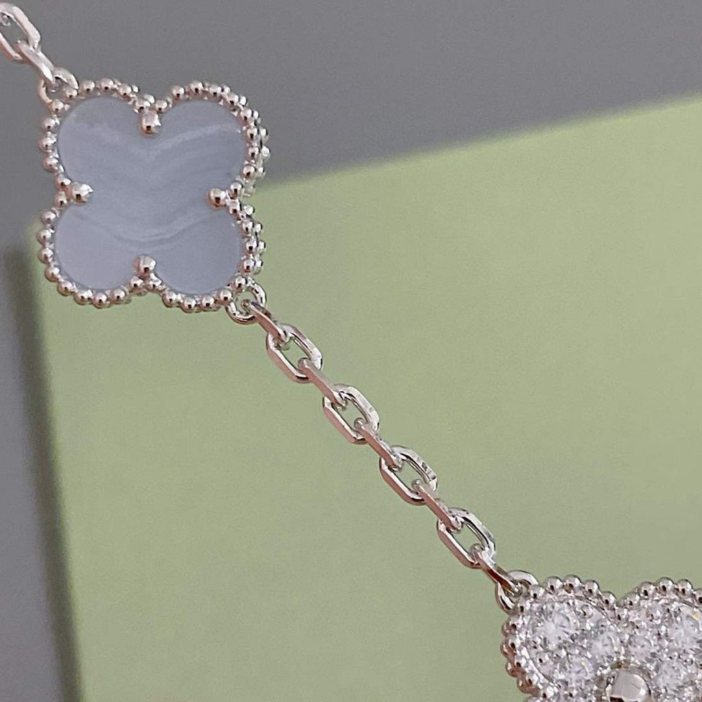 [Clover Jewelry]CLOVER  5 MOTIF DIAMOND PURPLE CHALCEDONY BRACELET SILVER