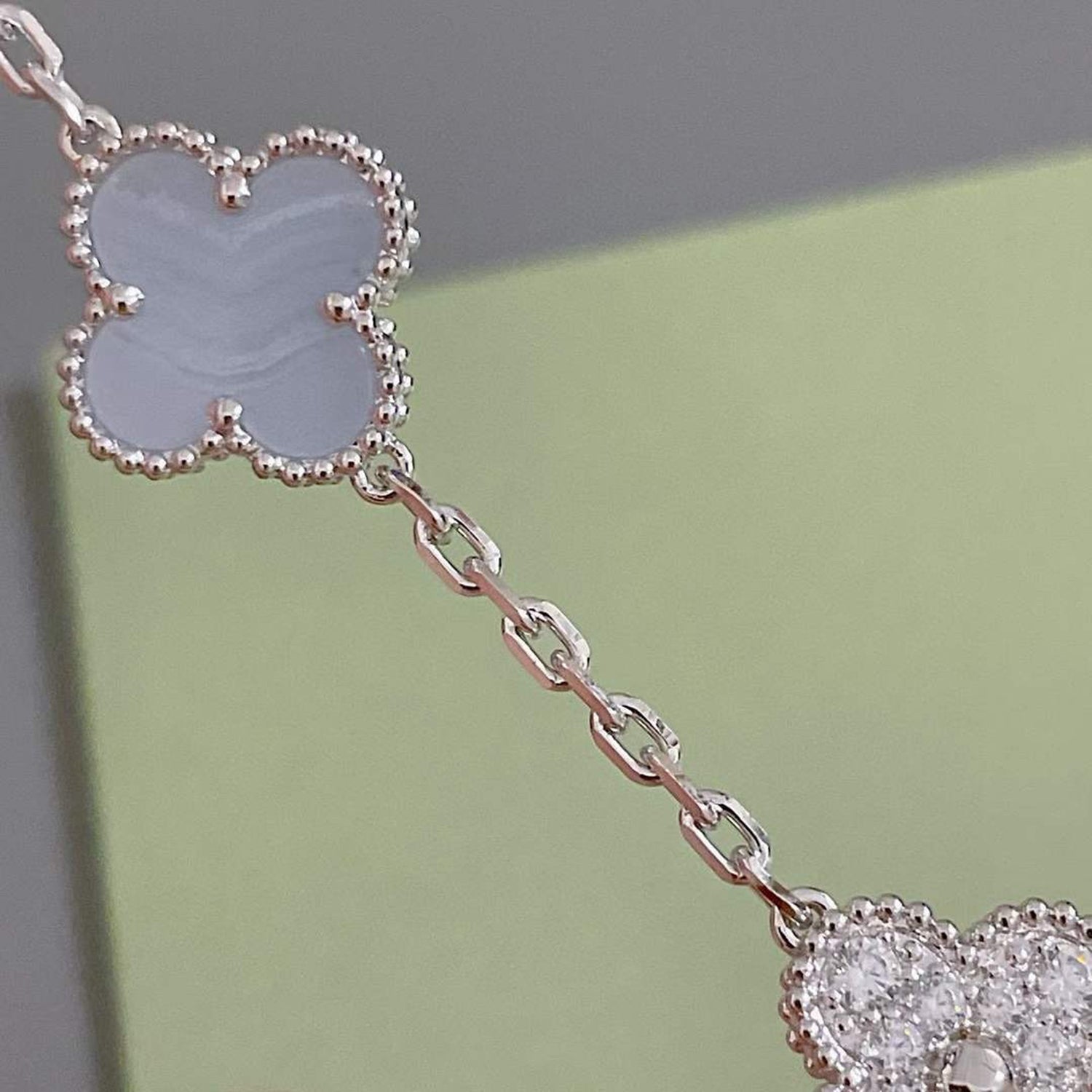 [Clover Jewelry]CLOVER  5 MOTIF DIAMOND PURPLE CHALCEDONY BRACELET SILVER