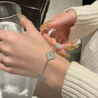 [Clover Jewelry]CLOVER  5 MOTIF DIAMOND PURPLE CHALCEDONY BRACELET SILVER