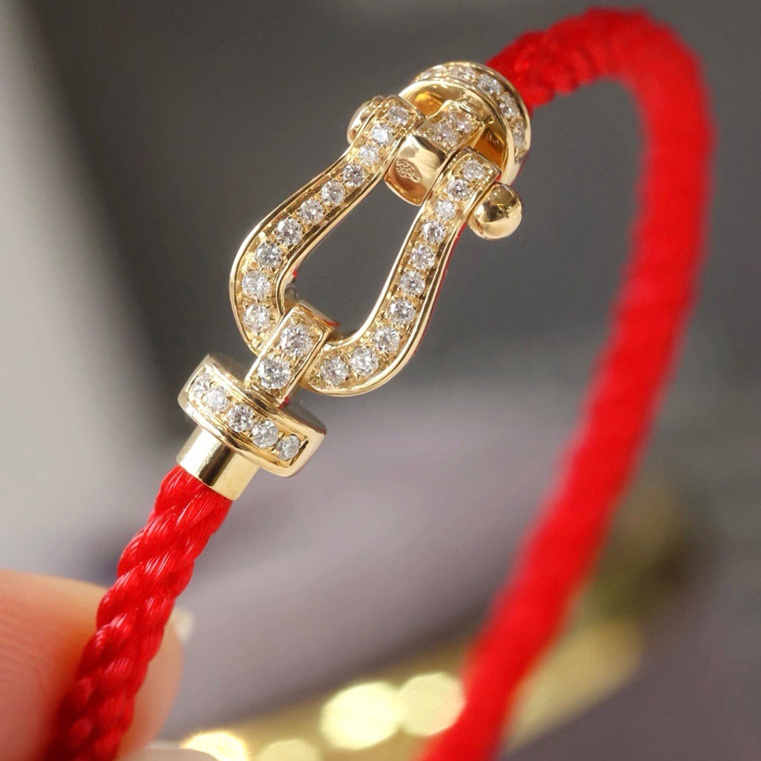 [Clover Jewelry]FORCE LARGE HORSESHOE FULL DIAMOND BRACELET ROSE GOLD