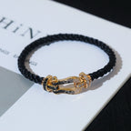 [Clover Jewelry]FORCE LARGE HORSESHOE BLACK WHITE DIAMOND BRACELET SILVER