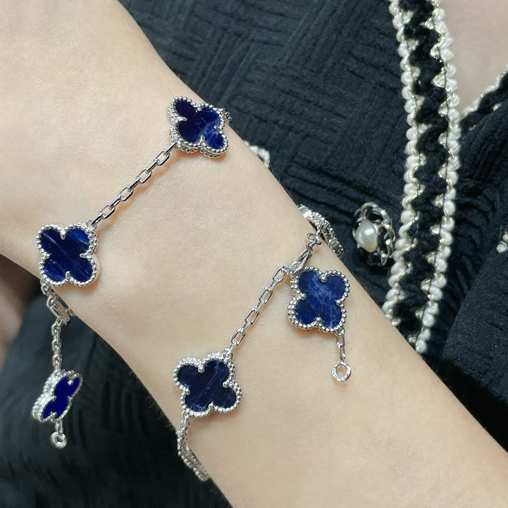 [Clover Jewelry]CLOVER 5 MOTIF PIETERSITE SILVER BRACELET