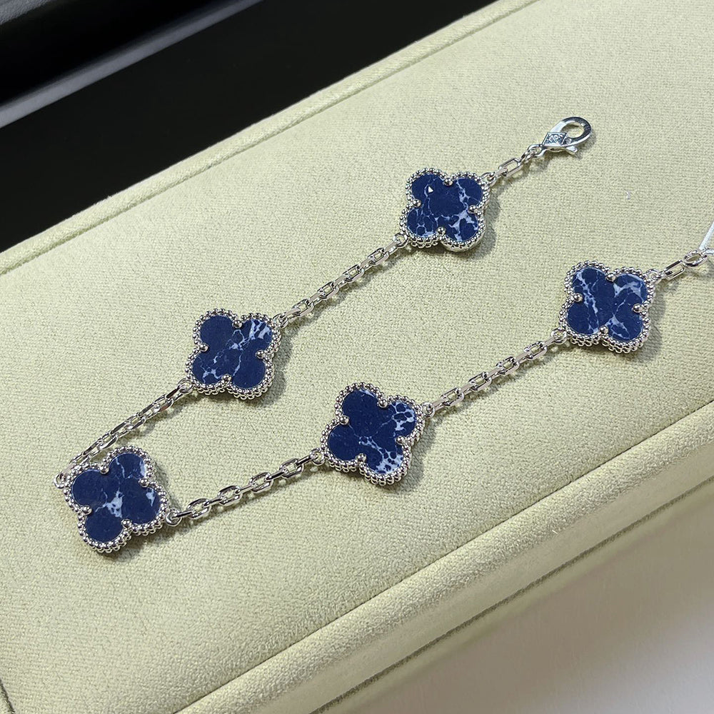 [Clover Jewelry]CLOVER 5 MOTIF PIETERSITE SILVER BRACELET