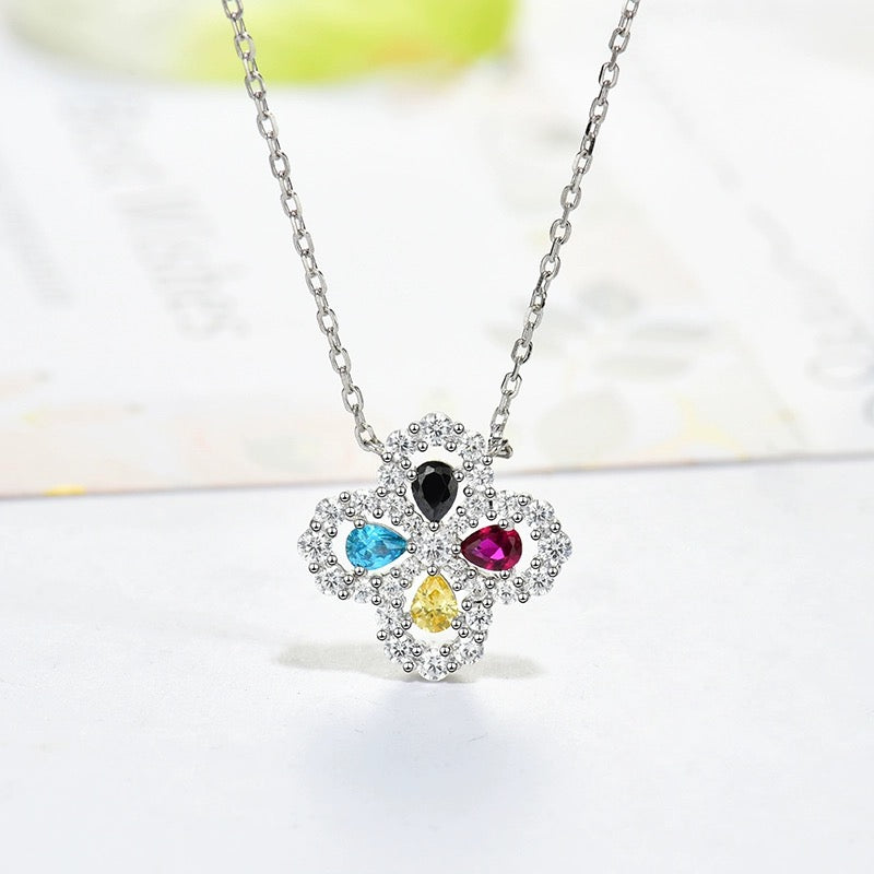 [Clover Jewelry]LOOP NECKLACE FULL MOTIF DIAMOND 16MM MEHRFARBIG