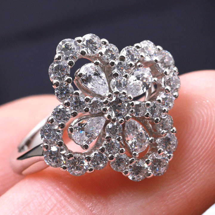 [Clover Jewelry]LOOP RING FULL MOTIF DIAMOND 16MM SILVE