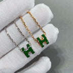 [Clover Jewelry]POP H GREEN NECKLACE SILVER AND GOLD