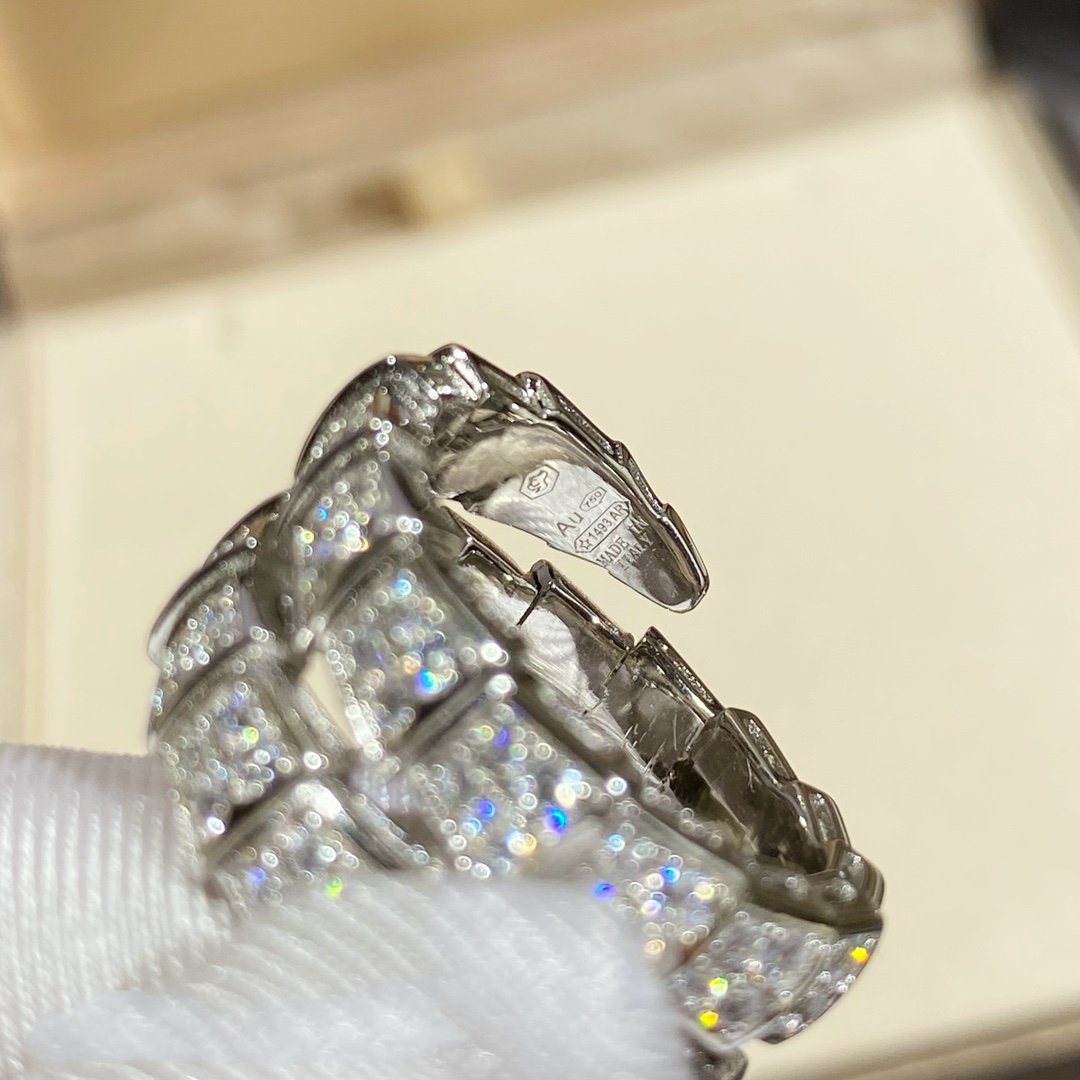 [Clover Jewelry]SERPENTI DOUBLE RING SILVER DIAMOND PAVED