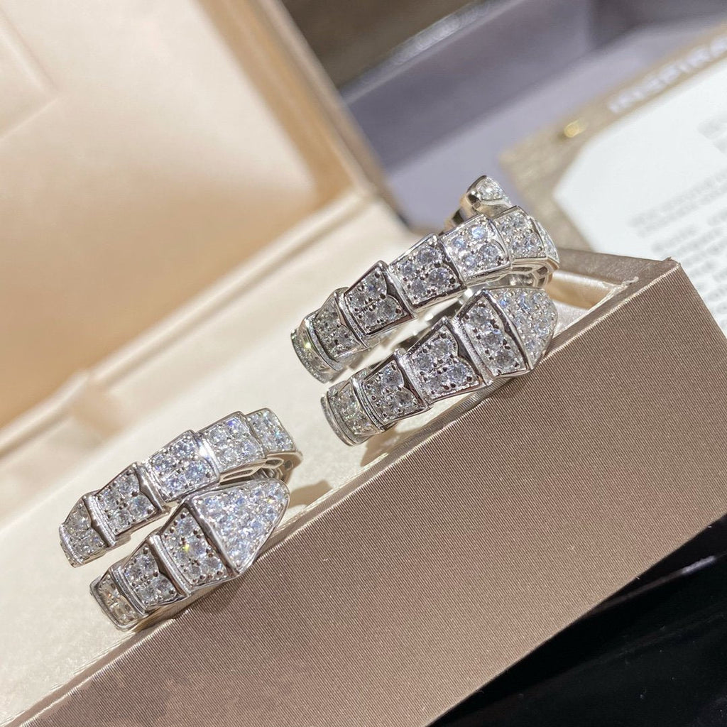 [Clover Jewelry]SERPENTI DOUBLE RING SILVER DIAMOND PAVED