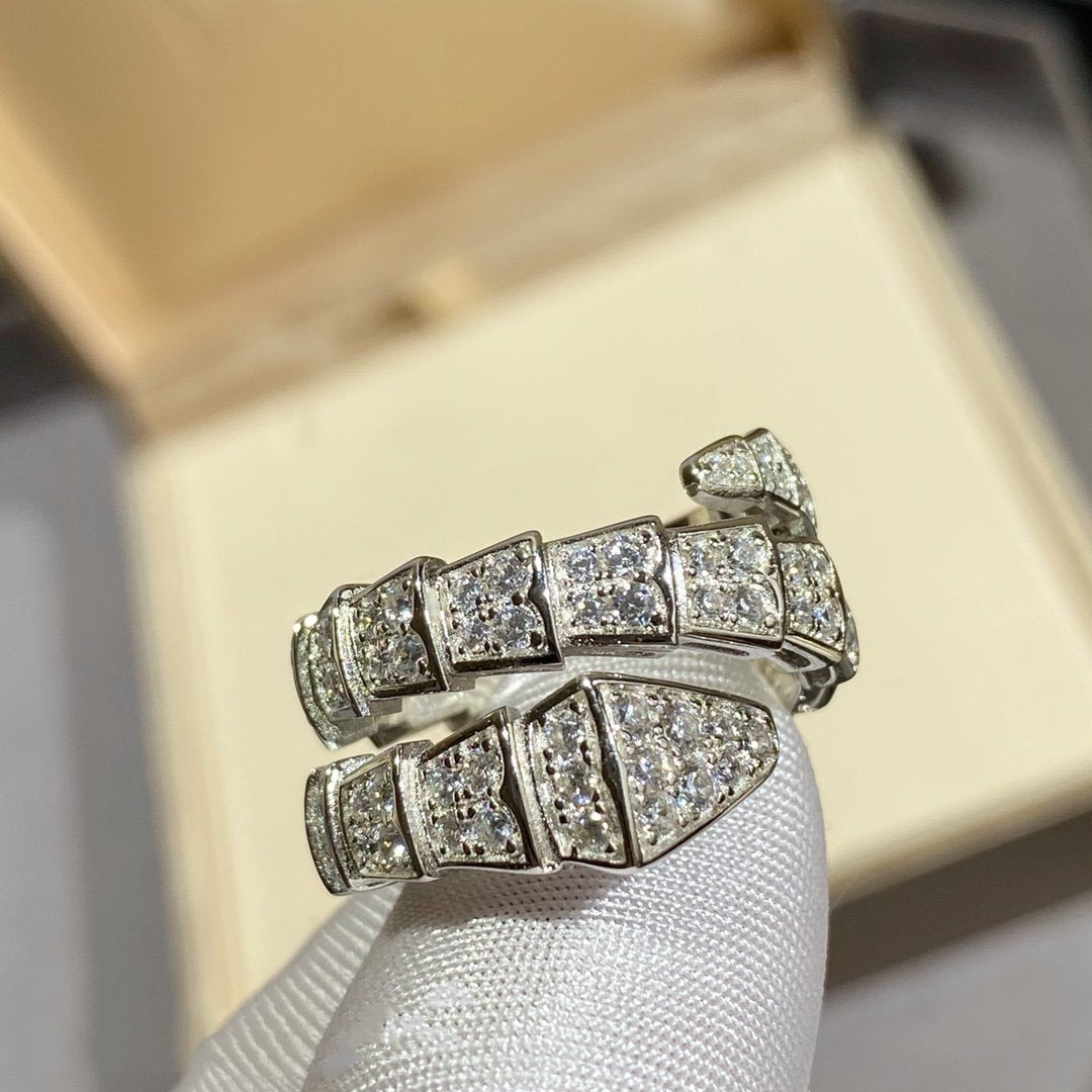 [Clover Jewelry]SERPENTI DOUBLE RING SILVER DIAMOND PAVED