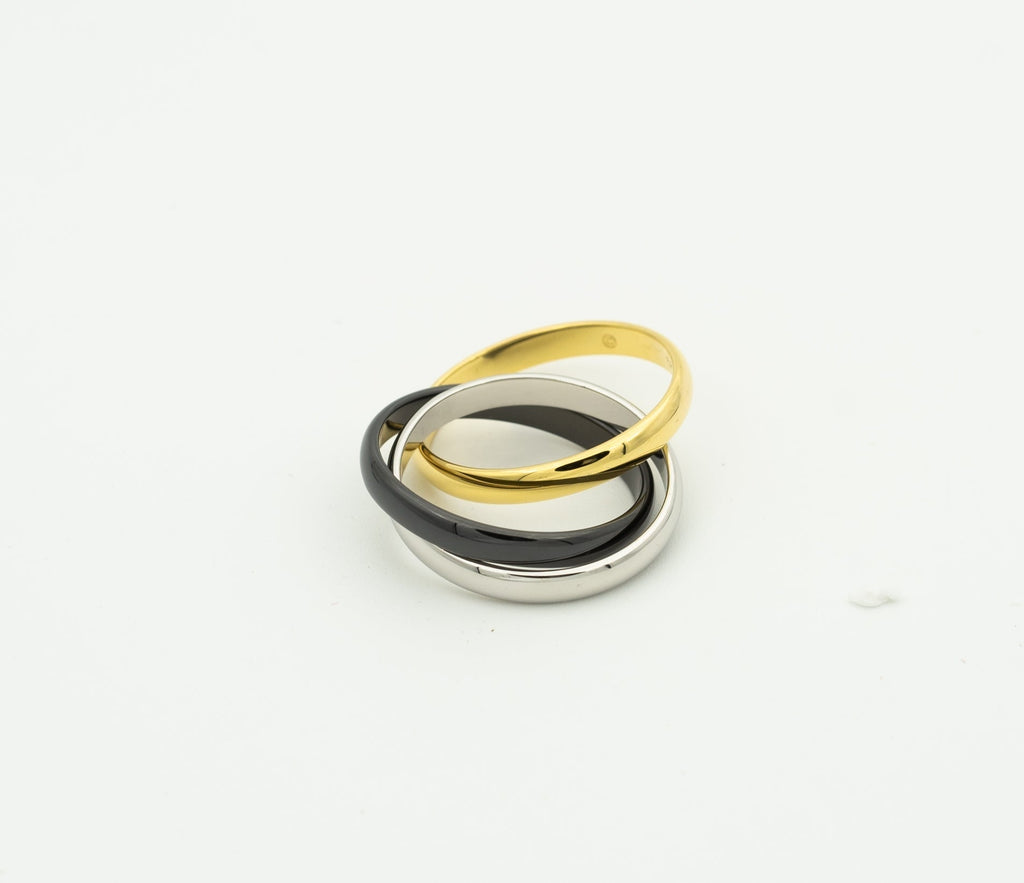 [Clover Jewelry]TRINITY RING BLACK GOLD SILVER