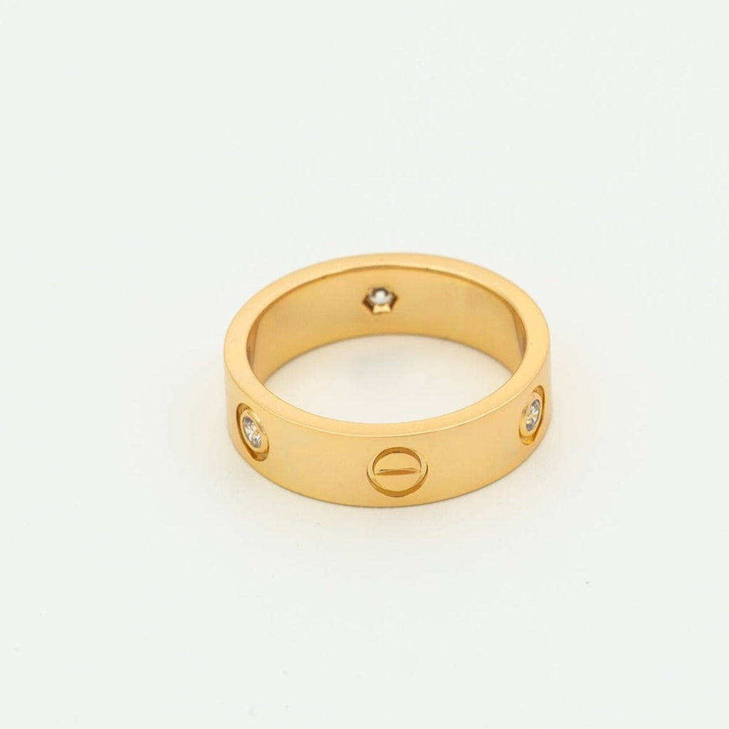 [Clover Jewelry]LOVE RING 5.5MM 3 DIAMONDS PINK GOLD