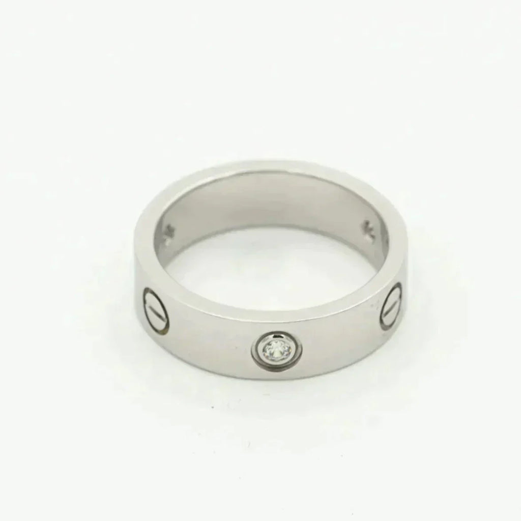 [Clover Jewelry]LOVE RING 5.5MM 3 DIAMONDS SILVER