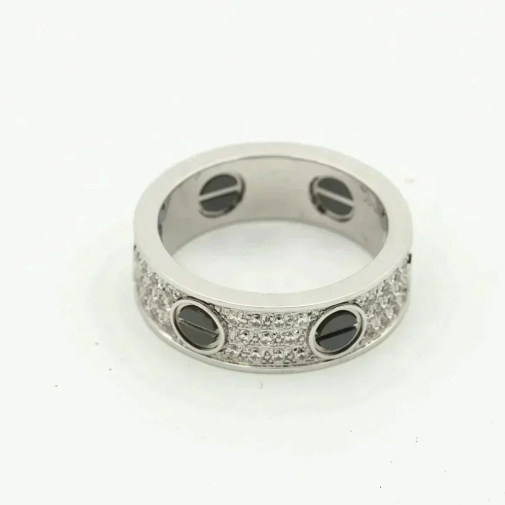 [Clover Jewelry]LIEBESRING 5.5MM DIAMANTEN PFLASTERUNG KERAMIK