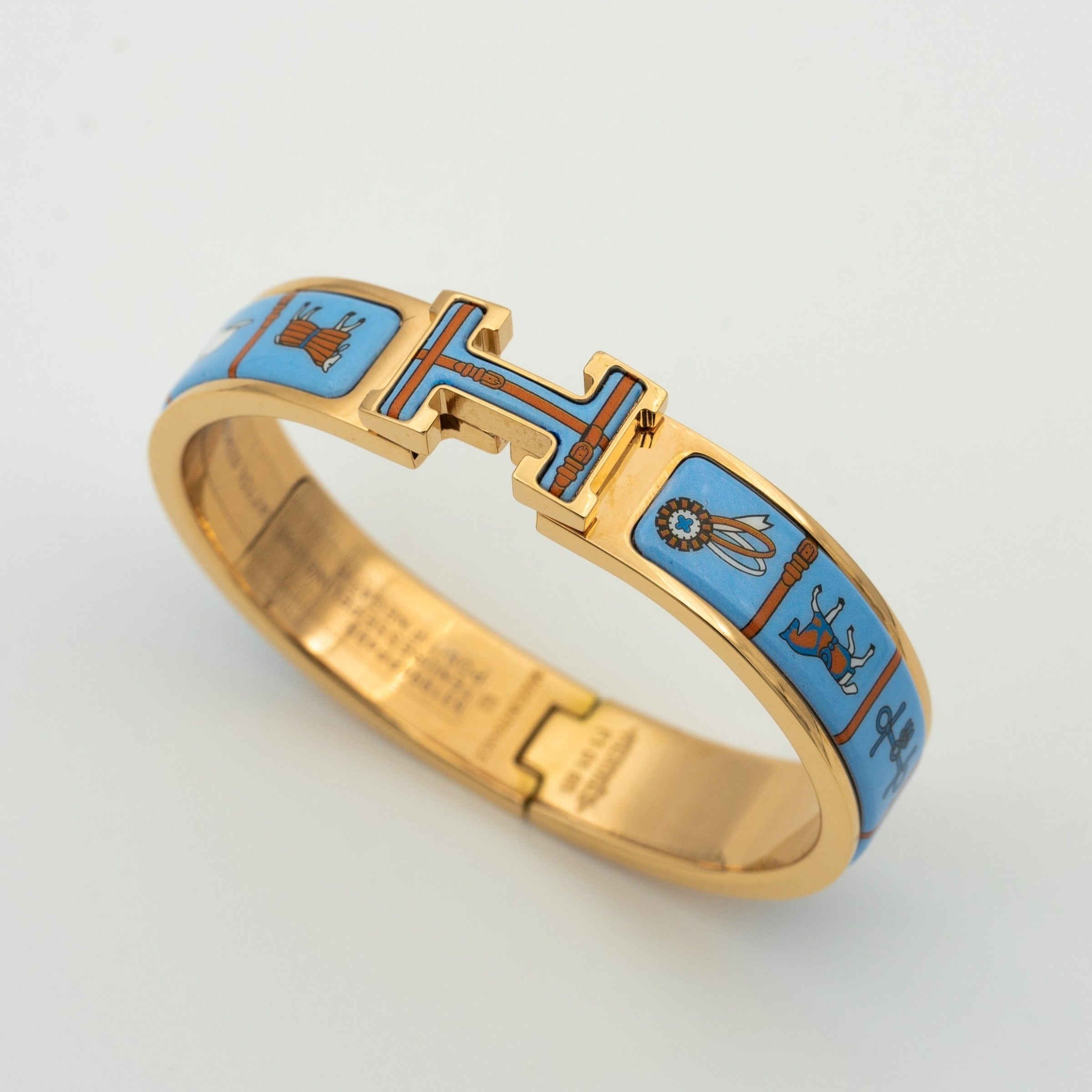 [Clover Jewelry]H PINK GOLD BRACELET BLUE CERAMIC