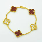 [Clover Jewelry]CLOVER 5 MOTIFS CARNELIAN DIAMOND BRACELET
