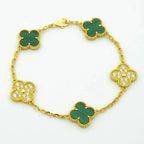 [Clover Jewelry]CLOVER  5 MOTIF MALACHITE DIAMOND BRACELET