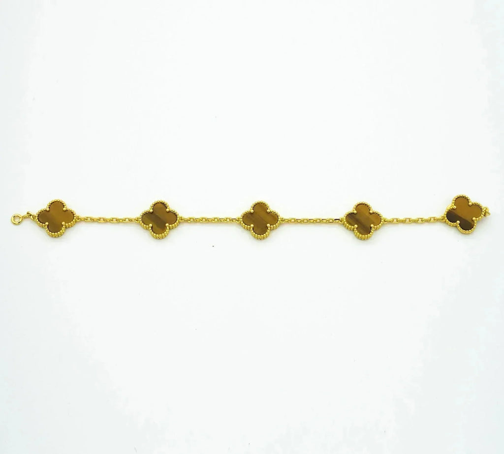 [Clover Jewelry]CLOVER  5 MOTIFS TIGER EYE BRACELET