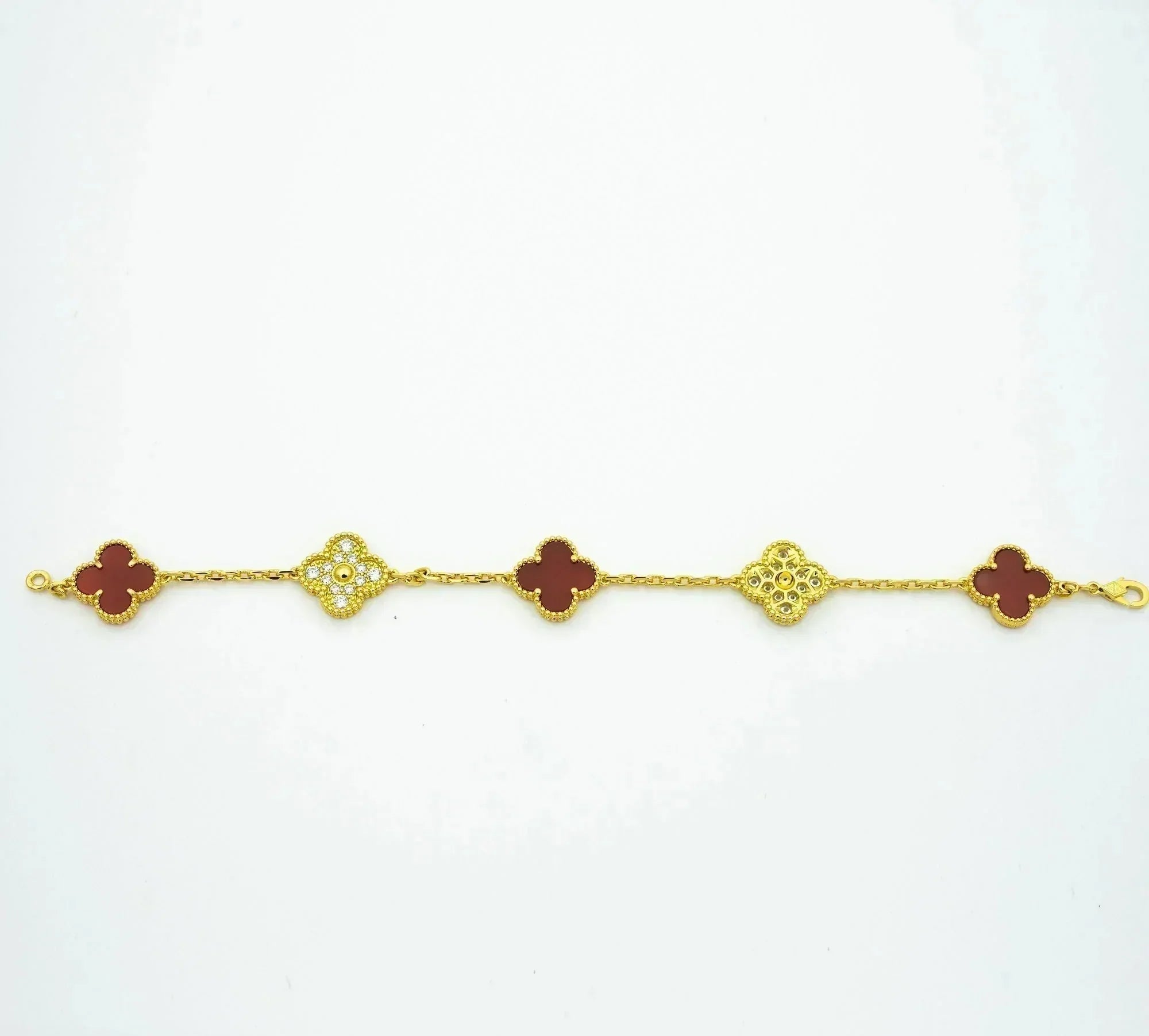[Clover Jewelry]CLOVER 5 MOTIFS CARNELIAN DIAMOND BRACELET