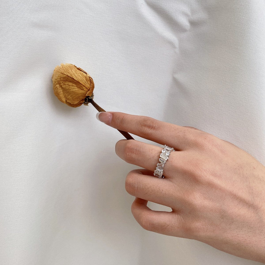 [Clover Jewelry]Delicate Multi Shape Tennis Ring