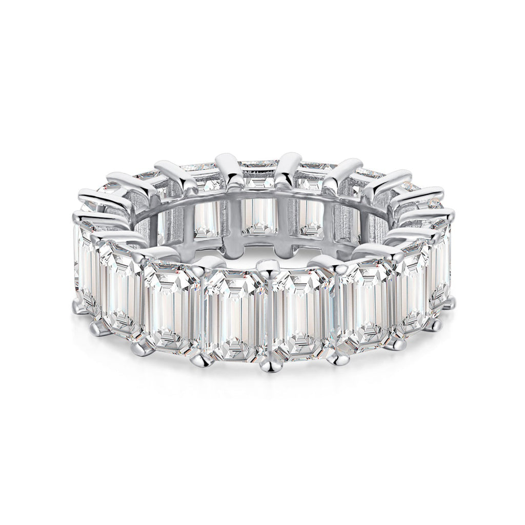 [Clover Jewelry]0.75 Karat Eleganter Tennisring mit Smaragdschliff
