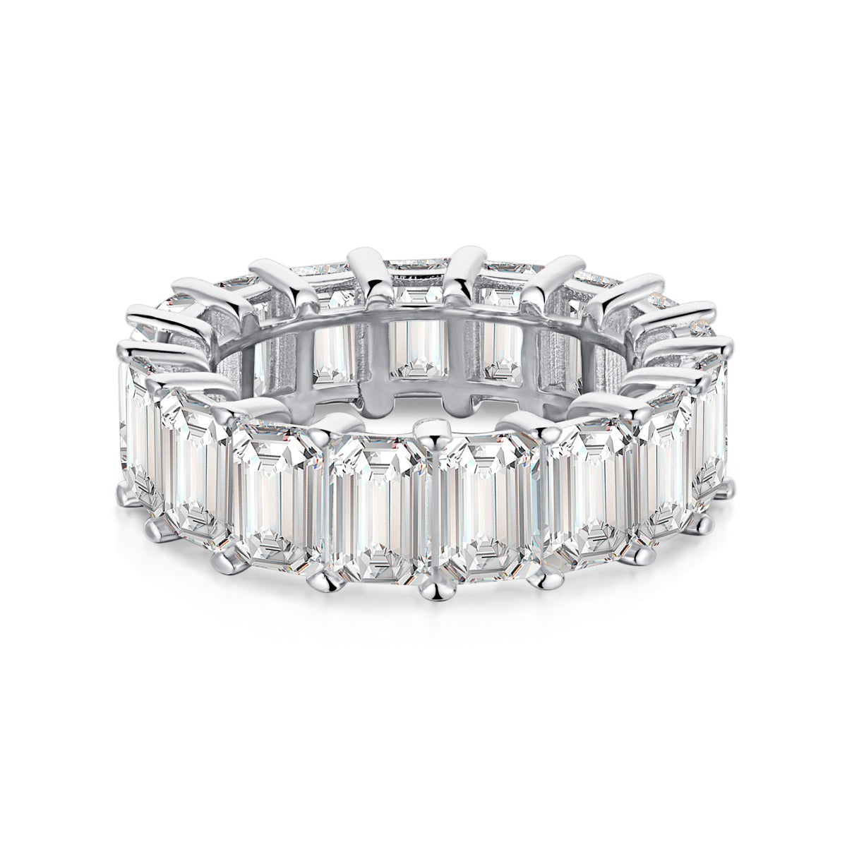 [Clover Jewelry]0.75 Karat Eleganter Tennisring mit Smaragdschliff