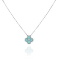 [Clover Jewelry]CLOVER 1 DIAMANT HELLBLAU SILBER HALSKETTE