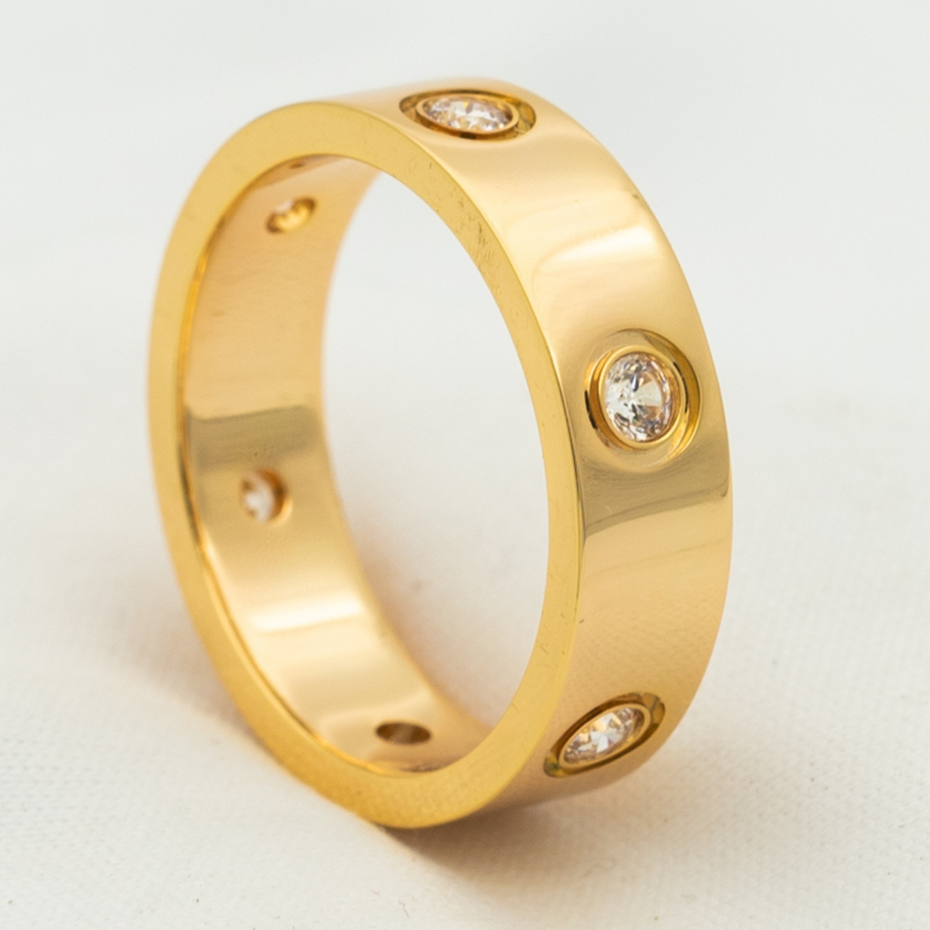 [Clover Jewelry]LOVE RING 5.5MM 6 DIAMONDS PINK GOLD