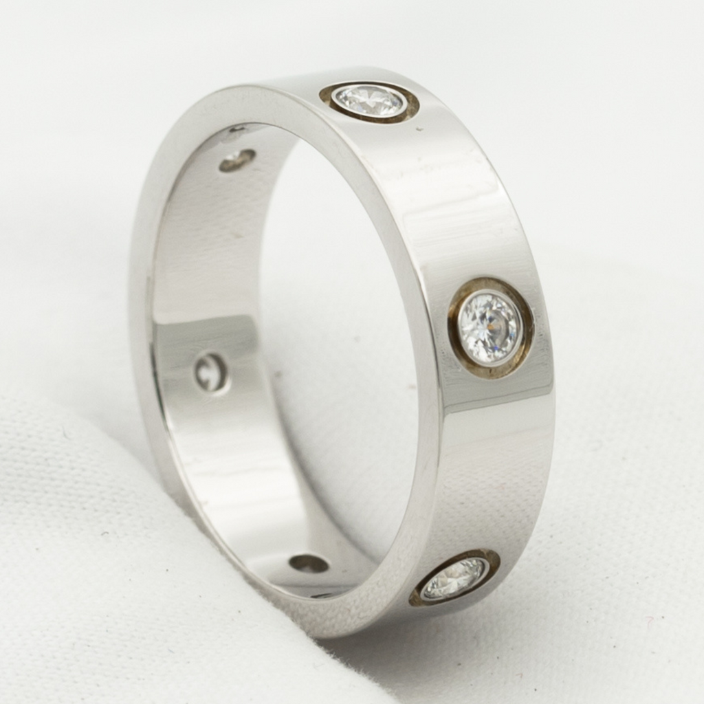 [Clover Jewelry]LOVE RING 5.5MM 6 DIAMONDS SILVER