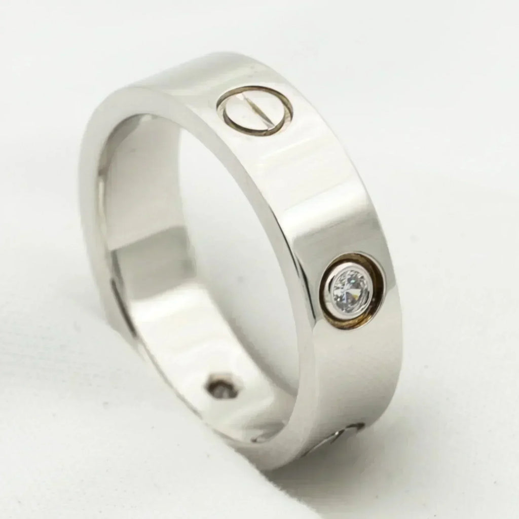 [Clover Jewelry]LOVE RING 5.5MM 3 DIAMONDS SILVER
