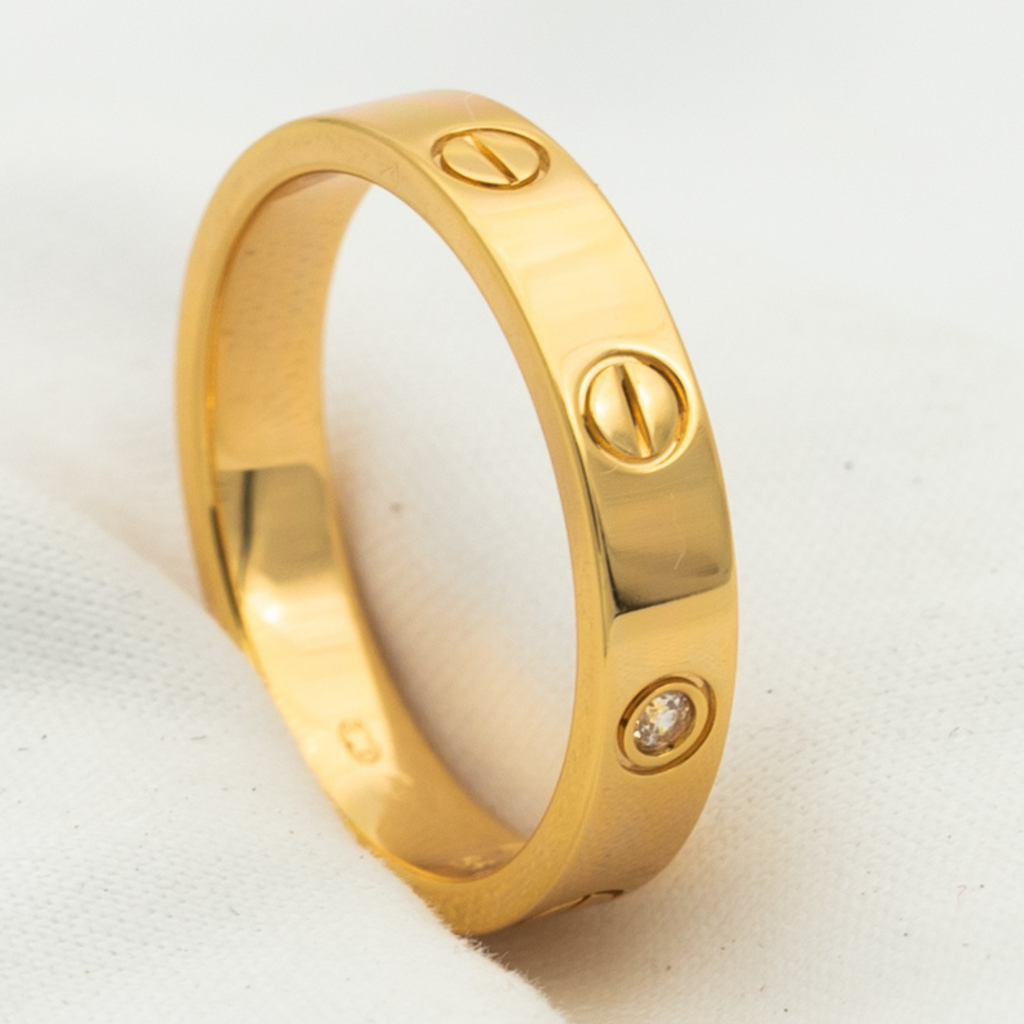 [Clover Jewelry]LOVE RING 4MM 1 DIAMOND PINK GOLD