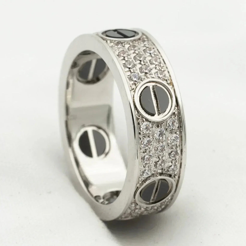 [Clover Jewelry]LIEBESRING 5.5MM DIAMANTEN PFLASTERUNG KERAMIK