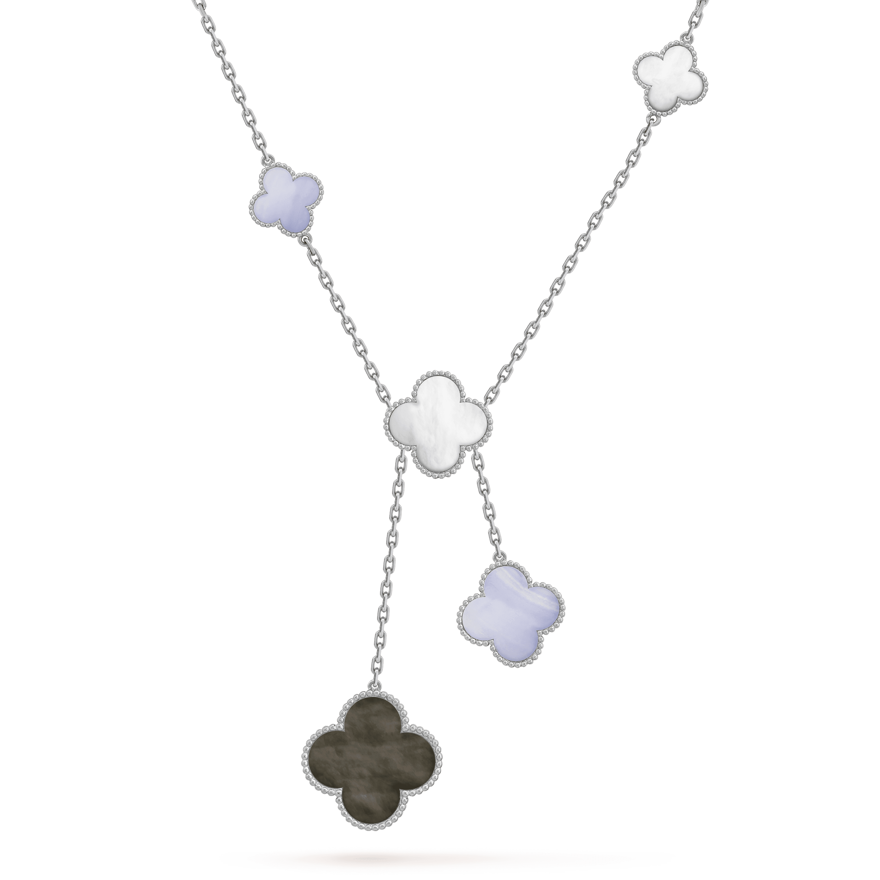 [Clover Jewelry]CLOVER MOP CHALCEDONY NECKLACE SILVER 6 MOTIF