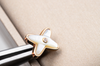 [Clover Jewelry]JEUX DE WHITE MOP ROSE GOLD DIAMOND EARRINGS